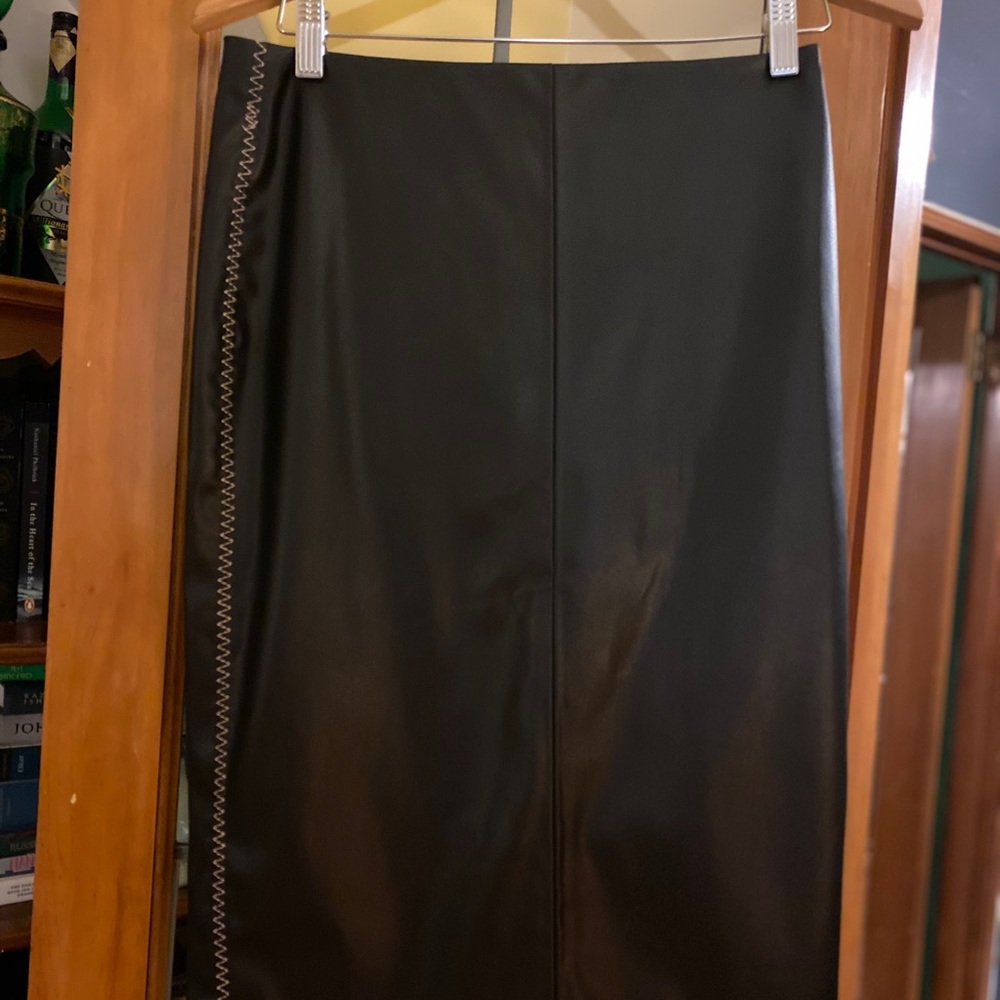 Zara Black Leather Pencil Skirt M